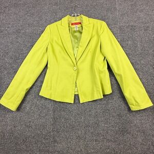 AK Anne Klein Womens Size Small Lime Green Single Button Stretch Blazer Jacket